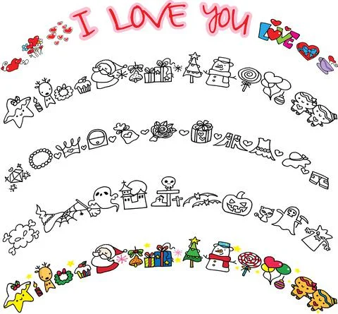 Vector cartoon Christmas border frame set Stock Illustration