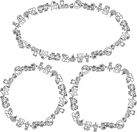 Vector cartoon Christmas border frame set Stock-Illustration