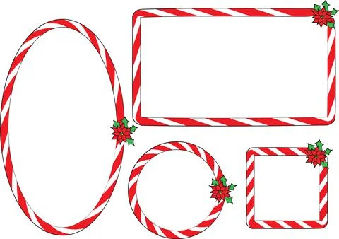 Vector cartoon Christmas border frame card background set Stock Illustration