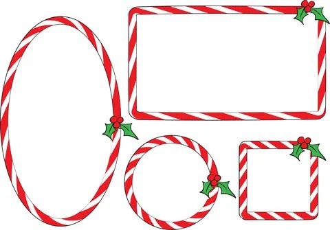 Vector cartoon Christmas border frame card background set Stock Illustration