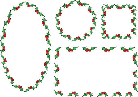 Vector cartoon Christmas border frame card background set Stock Illustration