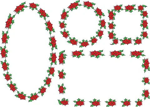 Vector cartoon Christmas border frame card background set Stock Illustration