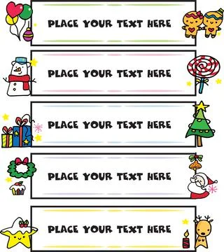 Vector cartoon Christmas frame set Illustrazione stock