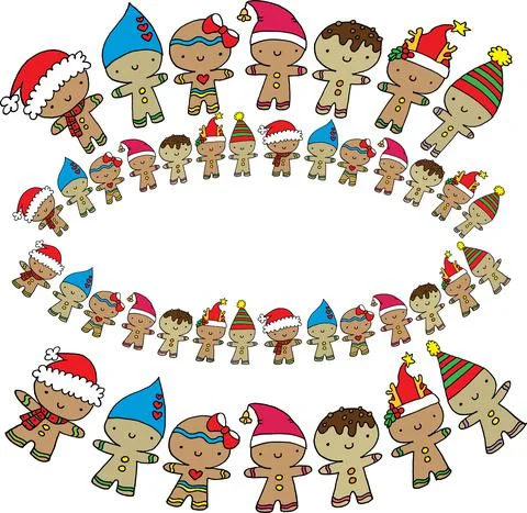 Vector cartoon Christmas gingerbread man set Stock Illustration