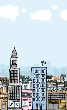 Vector cartoon city with copyspace Stock Illustration