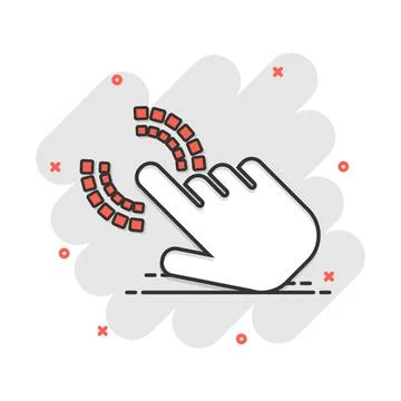 Vector cartoon click hand icon in comic style. Cursor finger sign illustratio Stock Illustration