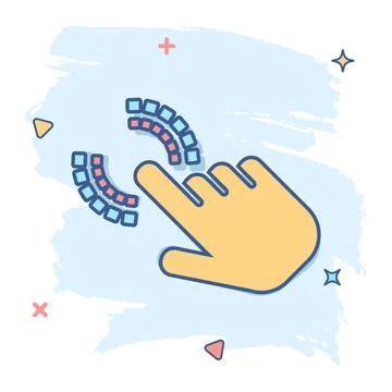 Vector cartoon click hand icon in comic style. Cursor finger sign illustratio Stock Illustration