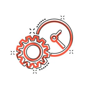 Vector cartoon clock icon in comic style. Project management sign illustratio Ilustración de archivo