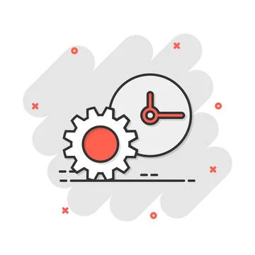 Vector cartoon clock icon in comic style. Project management sign illustratio Illustrazione stock