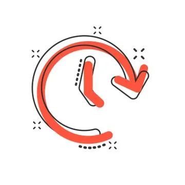 Vector cartoon clock time icon in comic style. Timer 24 hours sign illustrati Stock Illustration