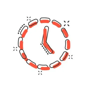 Vector cartoon clock time icon in comic style. Timer sign illustration pictog Stock Illustration