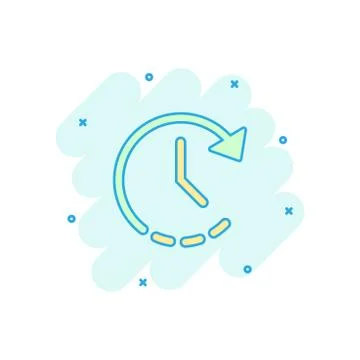 Vector cartoon clock time icon in comic style. Timer sign illustration pictog Stock Illustration