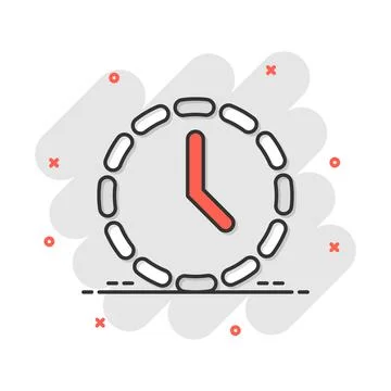 Vector cartoon clock time icon in comic style. Timer sign illustration pictog Illustrazione stock