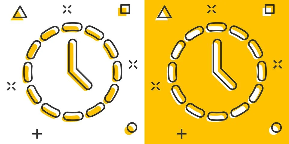 Vector cartoon clock time icon in comic style. Timer sign illustration pictog 스톡 일러스트