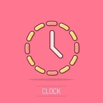 Vector cartoon clock time icon in comic style. Timer sign illustration pict.. Stockillustratie