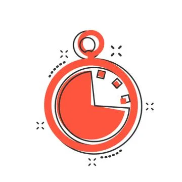 Vector cartoon clock timer icon in comic style. Watch sign illustration picto Stock Illustration