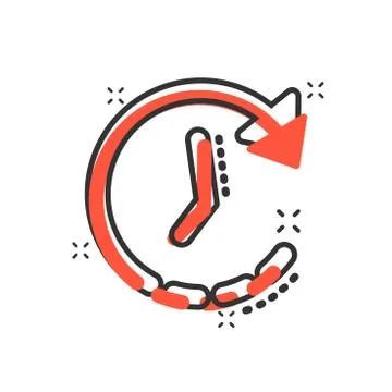 Vector cartoon clock timer icon in comic style. Watch sign illustration picto Stock Illustration