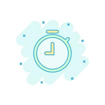 Vector cartoon clock timer icon in comic style. Time alarm concept illustrati Illustrazione stock