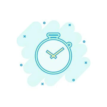 Vector cartoon clock timer icon in comic style. Time alarm concept illustrati Illustrazione stock