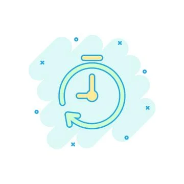 Vector cartoon clock timer icon in comic style. Time alarm concept illustrati Stock Illustration