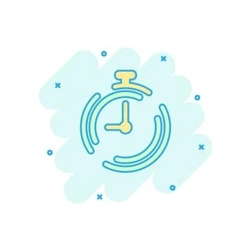 Vector cartoon clock timer icon in comic style. Time alarm concept illustrati Stock Illustration