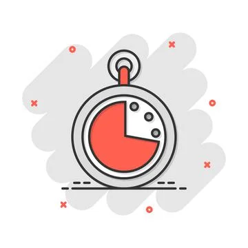 Vector cartoon clock timer icon in comic style. Watch sign illustration picto Stock Illustration