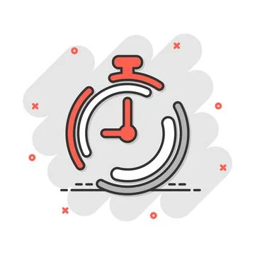 Vector cartoon clock timer icon in comic style. Time alarm concept illustrati Stock Illustration