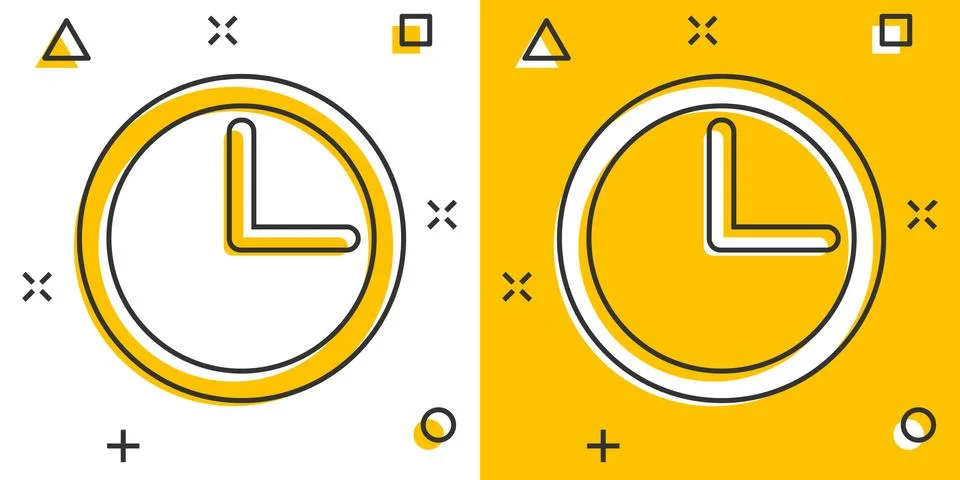 Vector cartoon clock timer icon in comic style. Watch sign illustration picto 스톡 일러스트