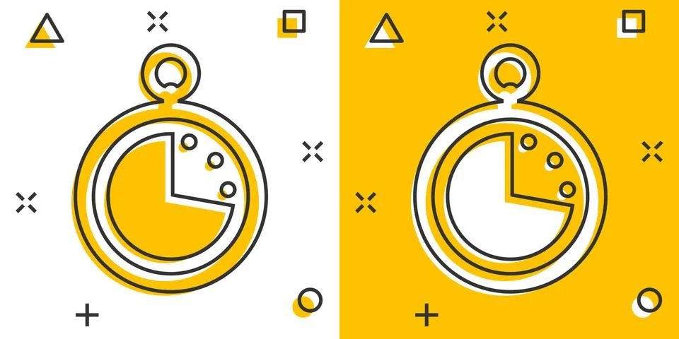 Vector cartoon clock timer icon in comic style. Watch sign illustration picto Stock Illustration
