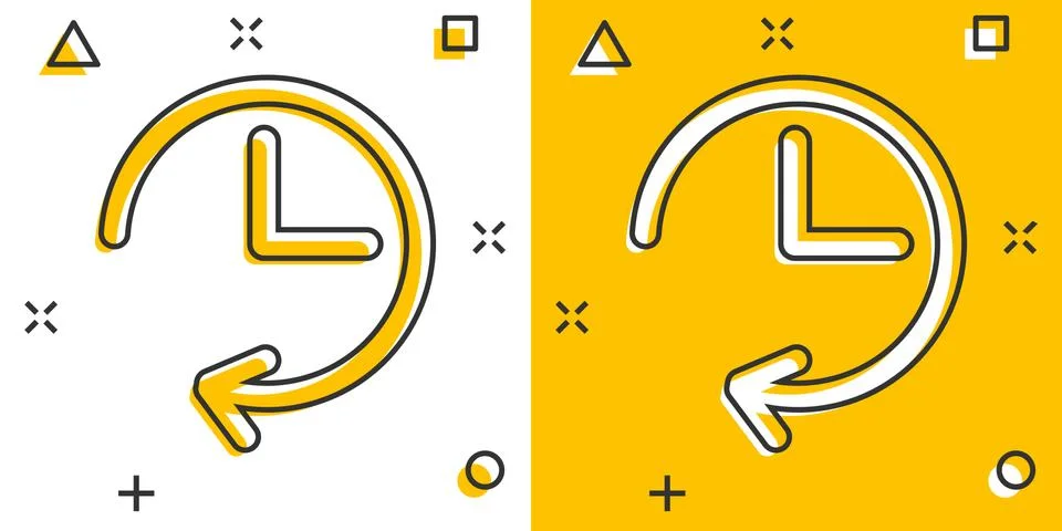 Vector cartoon clock timer icon in comic style. Watch sign illustration picto 库存插图