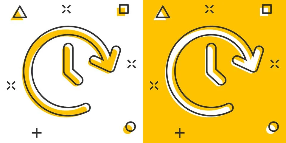 Vector cartoon clock timer icon in comic style. Watch sign illustration picto Stock Illustration