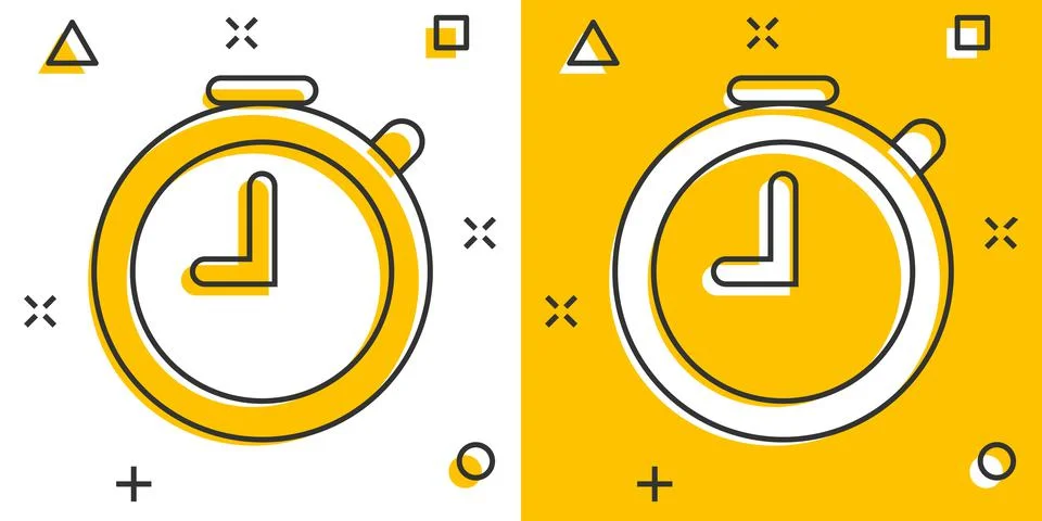 Vector cartoon clock timer icon in comic style. Time alarm concept illustrati Stock Illustration