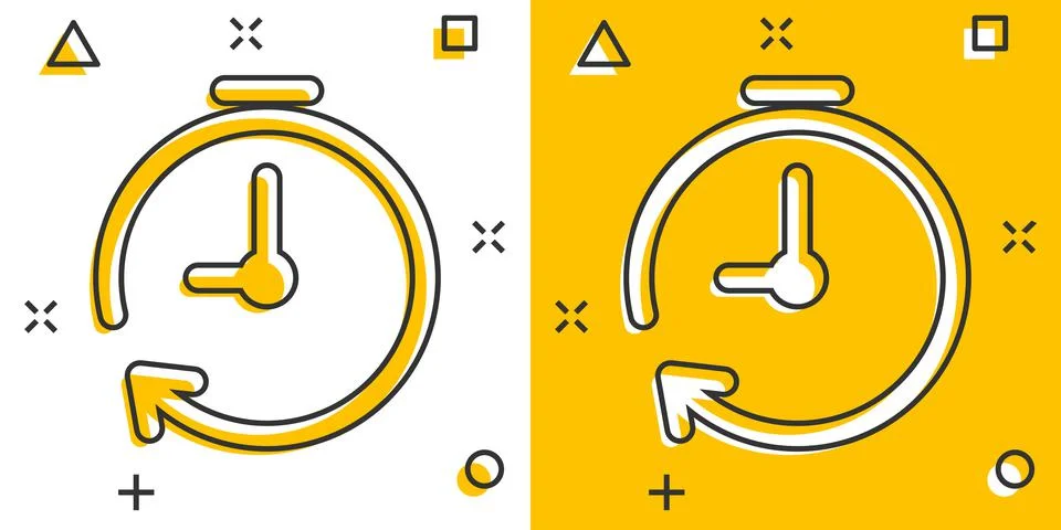 Vector cartoon clock timer icon in comic style. Time alarm concept illustrati Stock Illustration