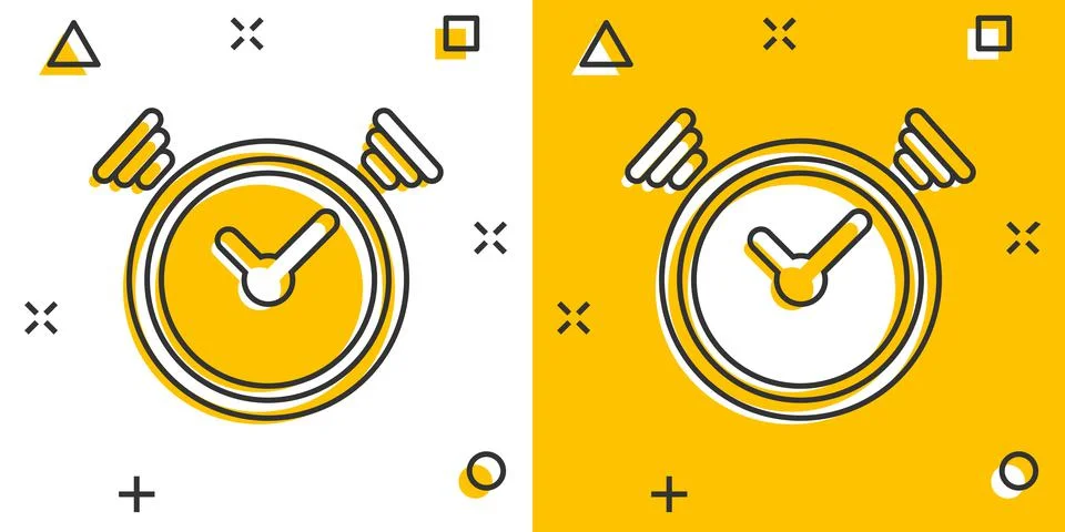 Vector cartoon clock timer icon in comic style. Time alarm concept illustrati 库存插图