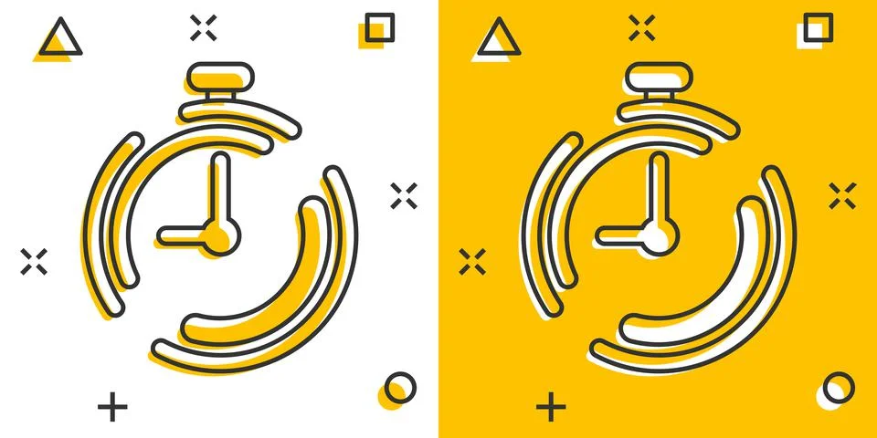 Vector cartoon clock timer icon in comic style. Time alarm concept illustrati Stock Illustration