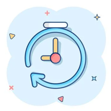 Vector cartoon clock timer icon in comic style. Time alarm concept illustrati Illustrazione stock
