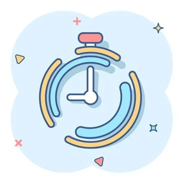 Vector cartoon clock timer icon in comic style. Time alarm concept illustrati Stock Illustration