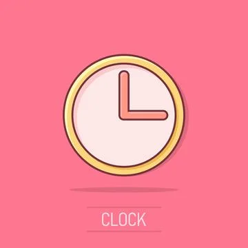 Vector cartoon clock timer icon in comic style. Watch sign illustration pic.. Stock Illustration