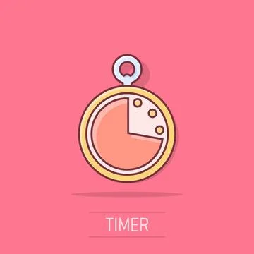 Vector cartoon clock timer icon in comic style. Watch sign illustration pic.. 스톡 일러스트