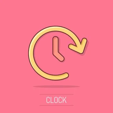 Vector cartoon clock timer icon in comic style. Watch sign illustration pic.. Illustrazione stock