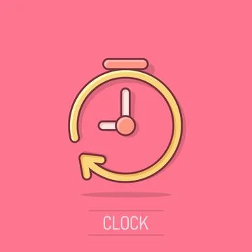 Vector cartoon clock timer icon in comic style. Time alarm concept illustra.. Stock Illustration