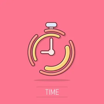 Vector cartoon clock timer icon in comic style. Time alarm concept illustra.. Stockillustratie