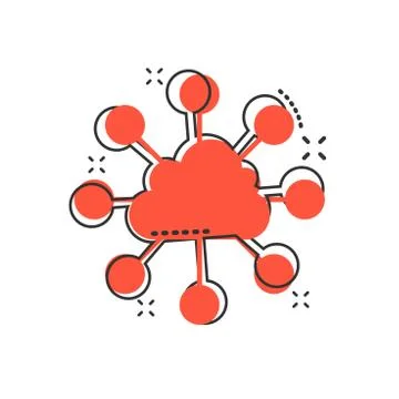 Vector cartoon cloud computing technology icon in comic style. Infographic an Stock Illustration