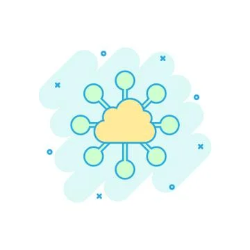 Vector cartoon cloud computing technology icon in comic style. Infographic an 스톡 일러스트