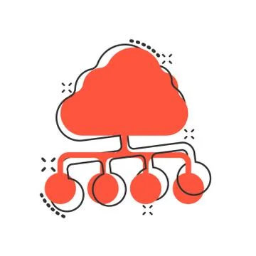Vector cartoon cloud computing technology icon in comic style. Infographic an Stock Illustration