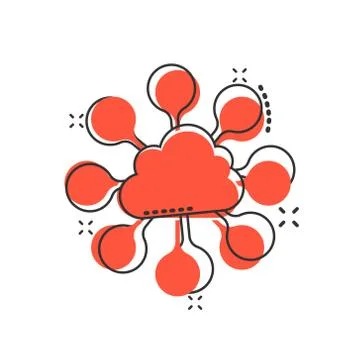 Vector cartoon cloud computing technology icon in comic style. Infographic an 스톡 일러스트
