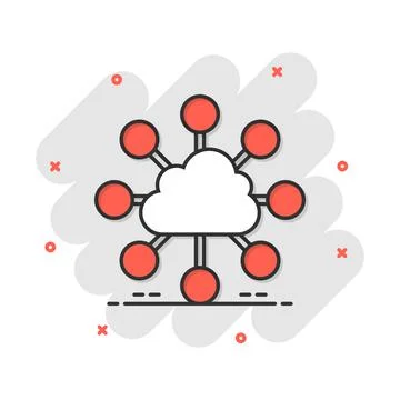 Vector cartoon cloud computing technology icon in comic style. Infographic an 스톡 일러스트