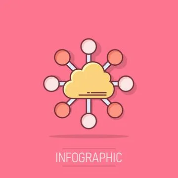 Vector cartoon cloud computing technology icon in comic style. Infographic .. Stock Illustration