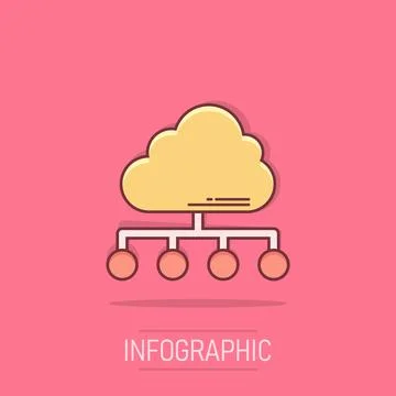 Vector cartoon cloud computing technology icon in comic style. Infographic .. Stock Illustration