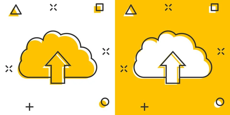 Vector cartoon cloud icon in comic style. Cloud sign illustration pictogram.  Stock Illustration
